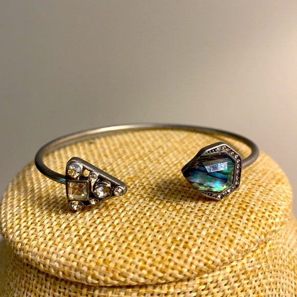 Chloe + Isabel Iridescent Stone and Diamond Crystal Silver Bangle - Picture 3 of 7